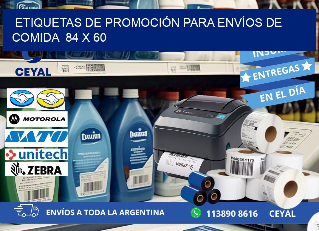 ETIQUETAS DE PROMOCIÓN PARA ENVÍOS DE COMIDA  84 x 60