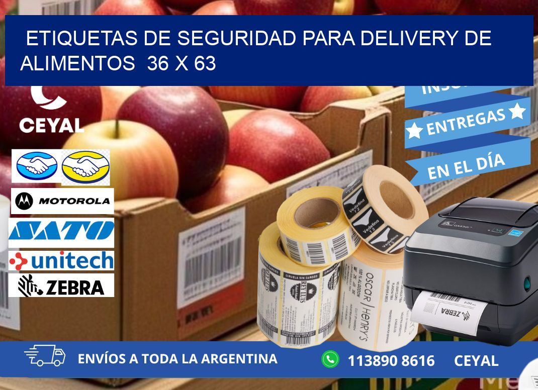 ETIQUETAS DE SEGURIDAD PARA DELIVERY DE ALIMENTOS  36 x 63