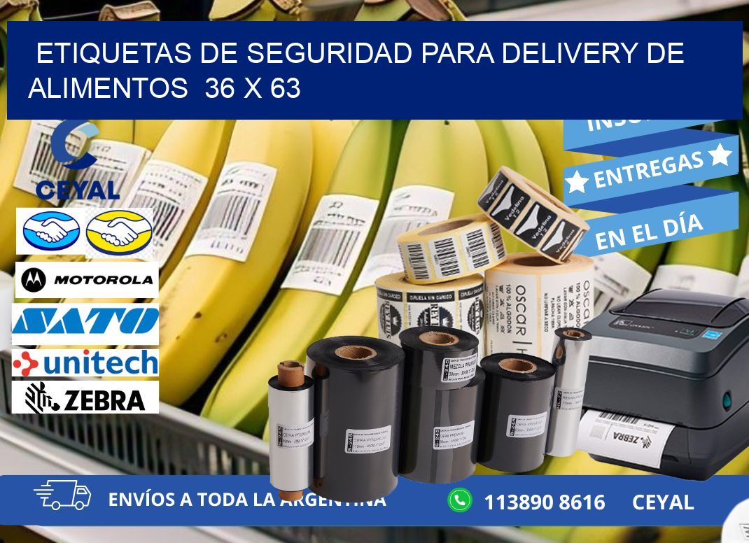 ETIQUETAS DE SEGURIDAD PARA DELIVERY DE ALIMENTOS  36 x 63