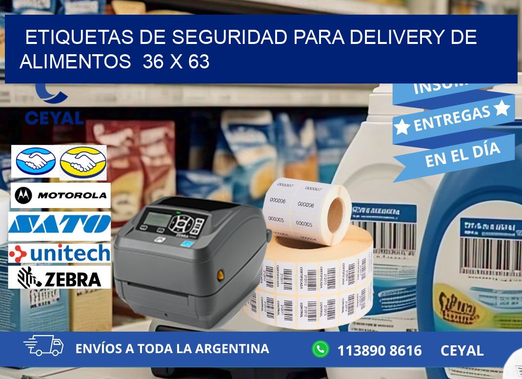 ETIQUETAS DE SEGURIDAD PARA DELIVERY DE ALIMENTOS  36 x 63