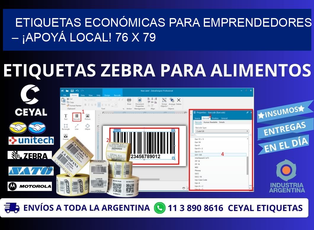 ETIQUETAS ECONÓMICAS PARA EMPRENDEDORES – ¡APOYÁ LOCAL! 76 x 79