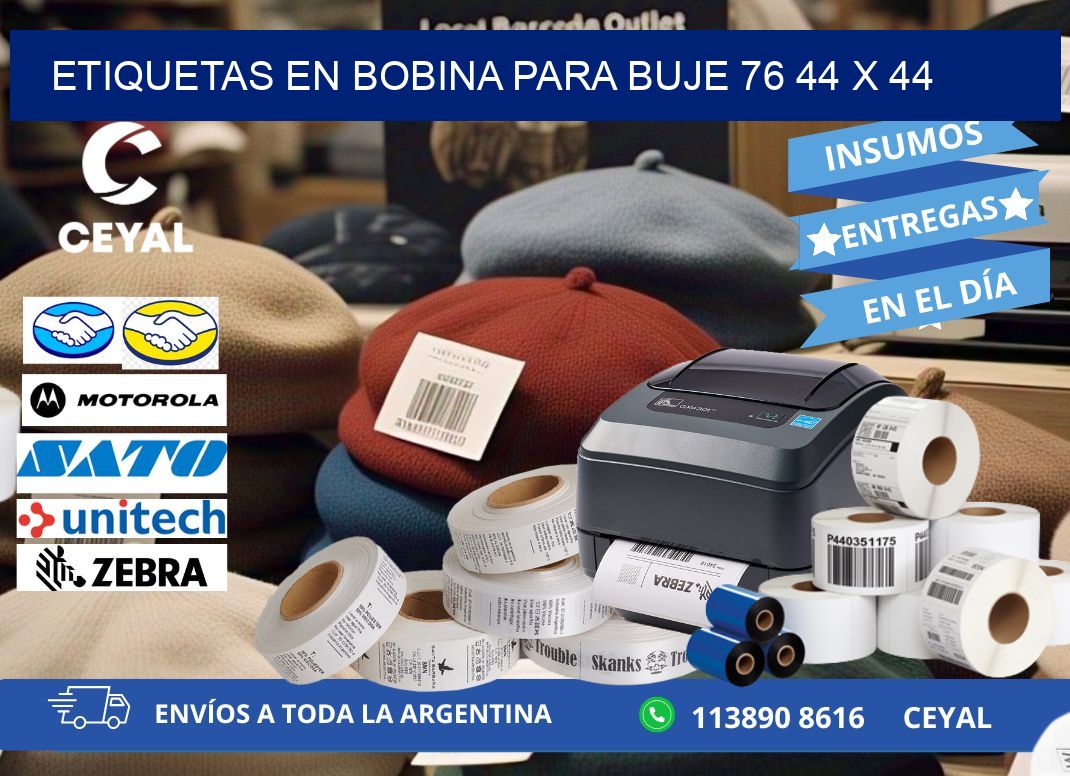 ETIQUETAS EN BOBINA PARA BUJE 76 44 x 44