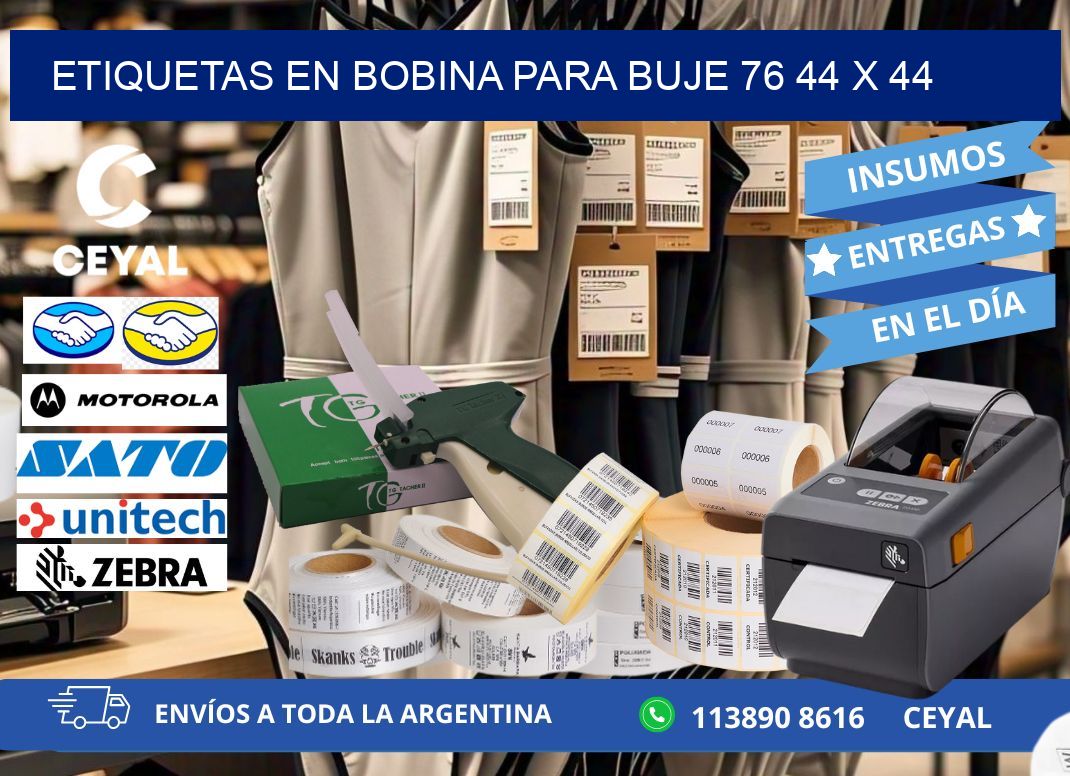 ETIQUETAS EN BOBINA PARA BUJE 76 44 x 44