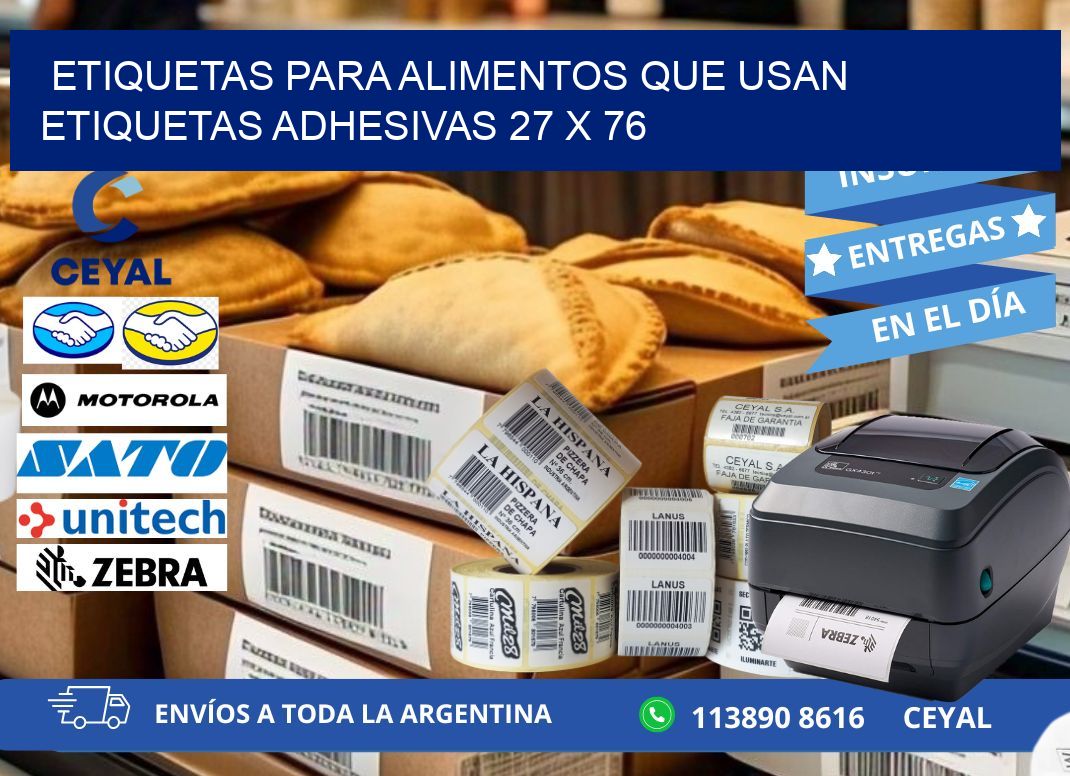 ETIQUETAS PARA ALIMENTOS QUE USAN ETIQUETAS ADHESIVAS 27 x 76