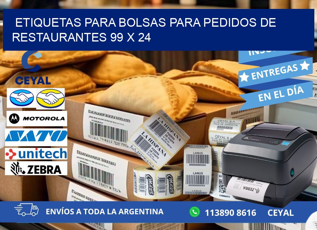 ETIQUETAS PARA BOLSAS PARA PEDIDOS DE RESTAURANTES 99 x 24