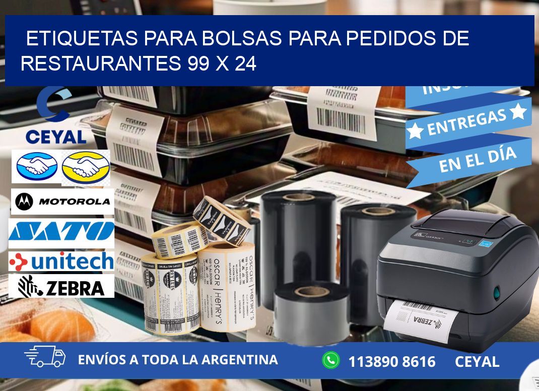 ETIQUETAS PARA BOLSAS PARA PEDIDOS DE RESTAURANTES 99 x 24