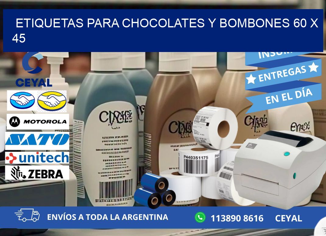 ETIQUETAS PARA CHOCOLATES Y BOMBONES 60 x 45