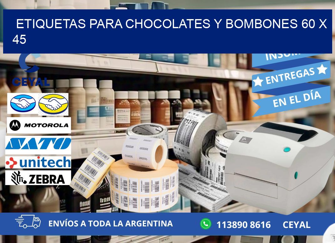 ETIQUETAS PARA CHOCOLATES Y BOMBONES 60 x 45