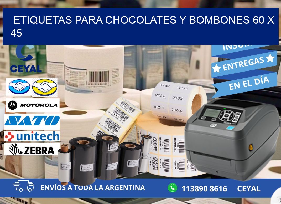 ETIQUETAS PARA CHOCOLATES Y BOMBONES 60 x 45