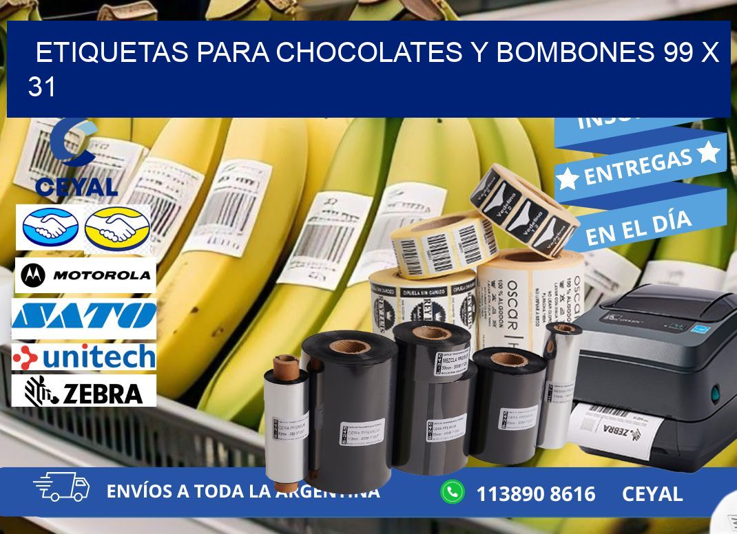 ETIQUETAS PARA CHOCOLATES Y BOMBONES 99 x 31