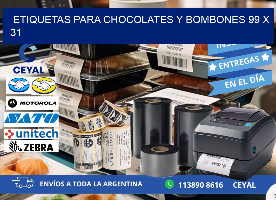 ETIQUETAS PARA CHOCOLATES Y BOMBONES 99 x 31