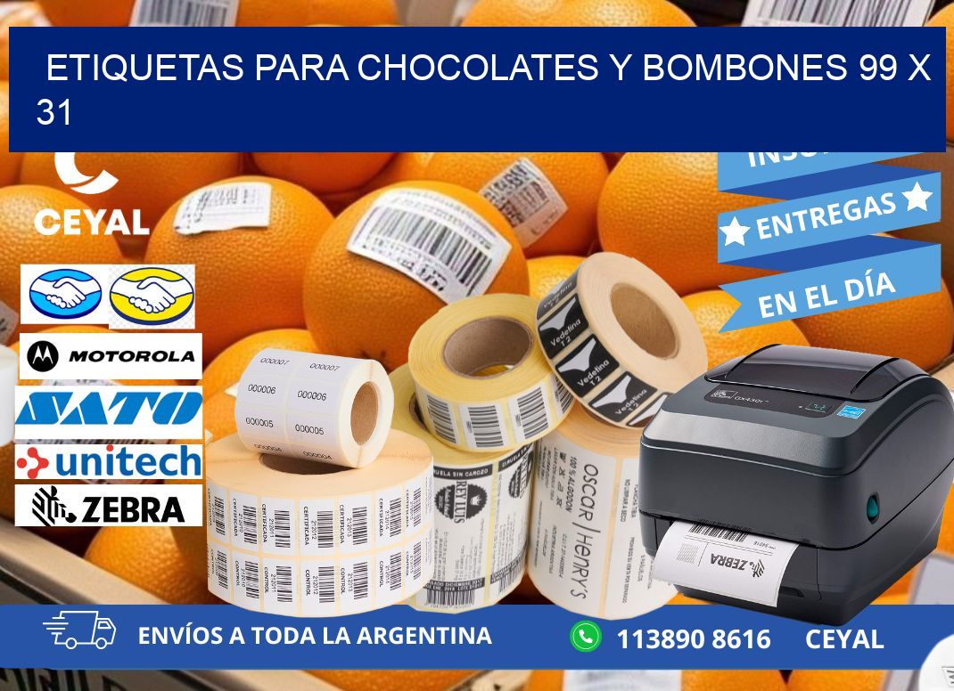 ETIQUETAS PARA CHOCOLATES Y BOMBONES 99 x 31