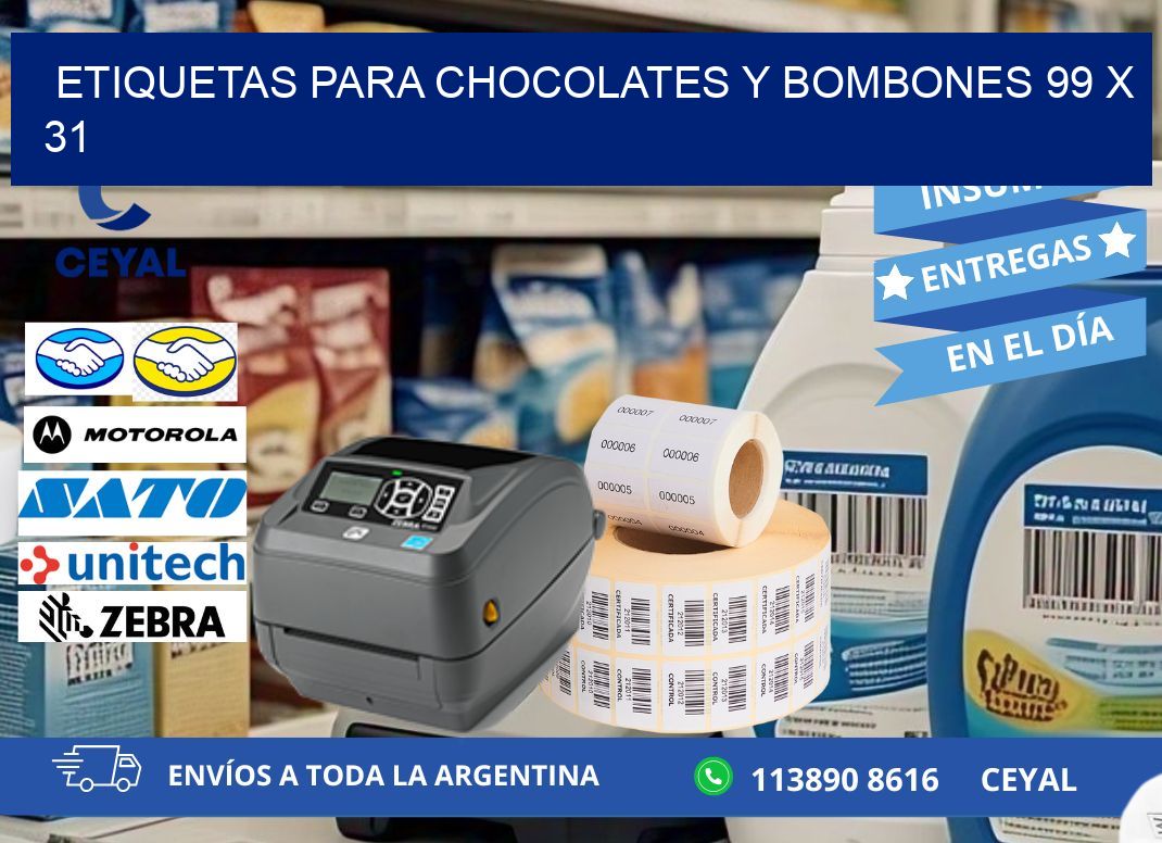 ETIQUETAS PARA CHOCOLATES Y BOMBONES 99 x 31