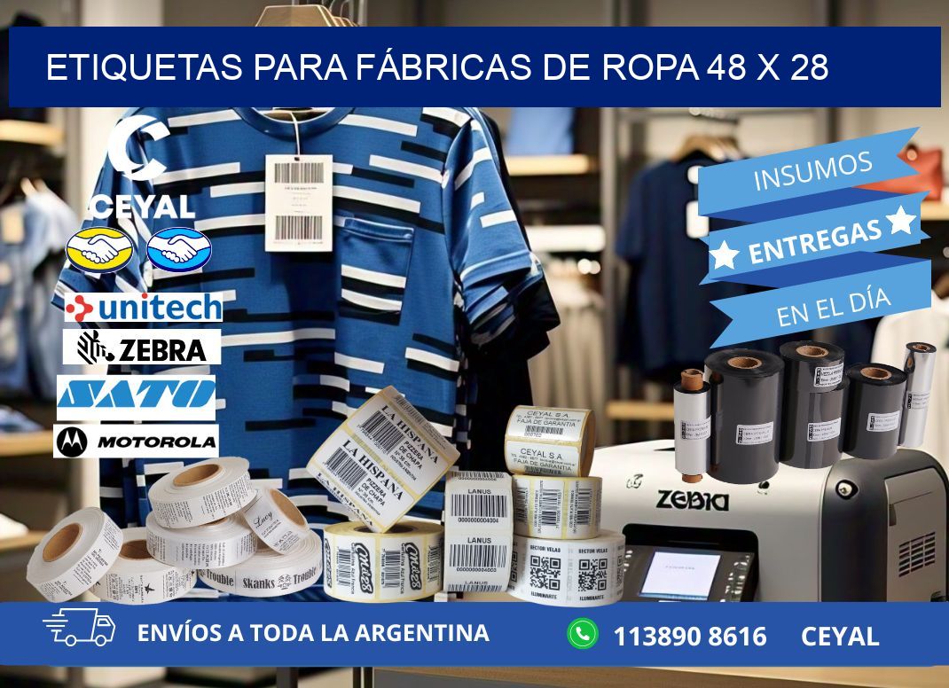 ETIQUETAS PARA FÁBRICAS DE ROPA 48 x 28