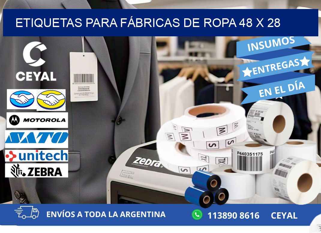 ETIQUETAS PARA FÁBRICAS DE ROPA 48 x 28