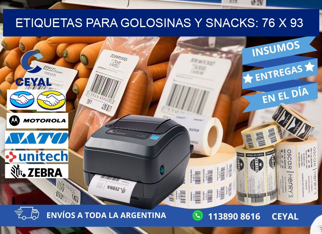 ETIQUETAS PARA GOLOSINAS Y SNACKS: 76 x 93