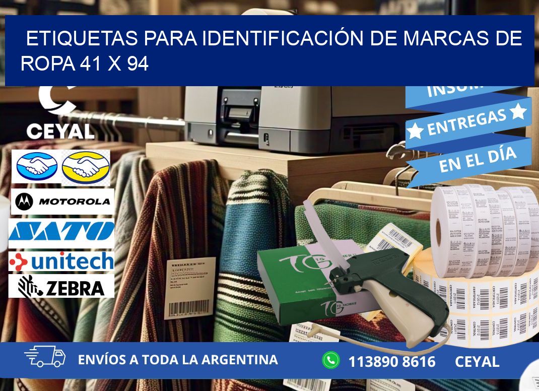 ETIQUETAS PARA IDENTIFICACIÓN DE MARCAS DE ROPA 41 x 94