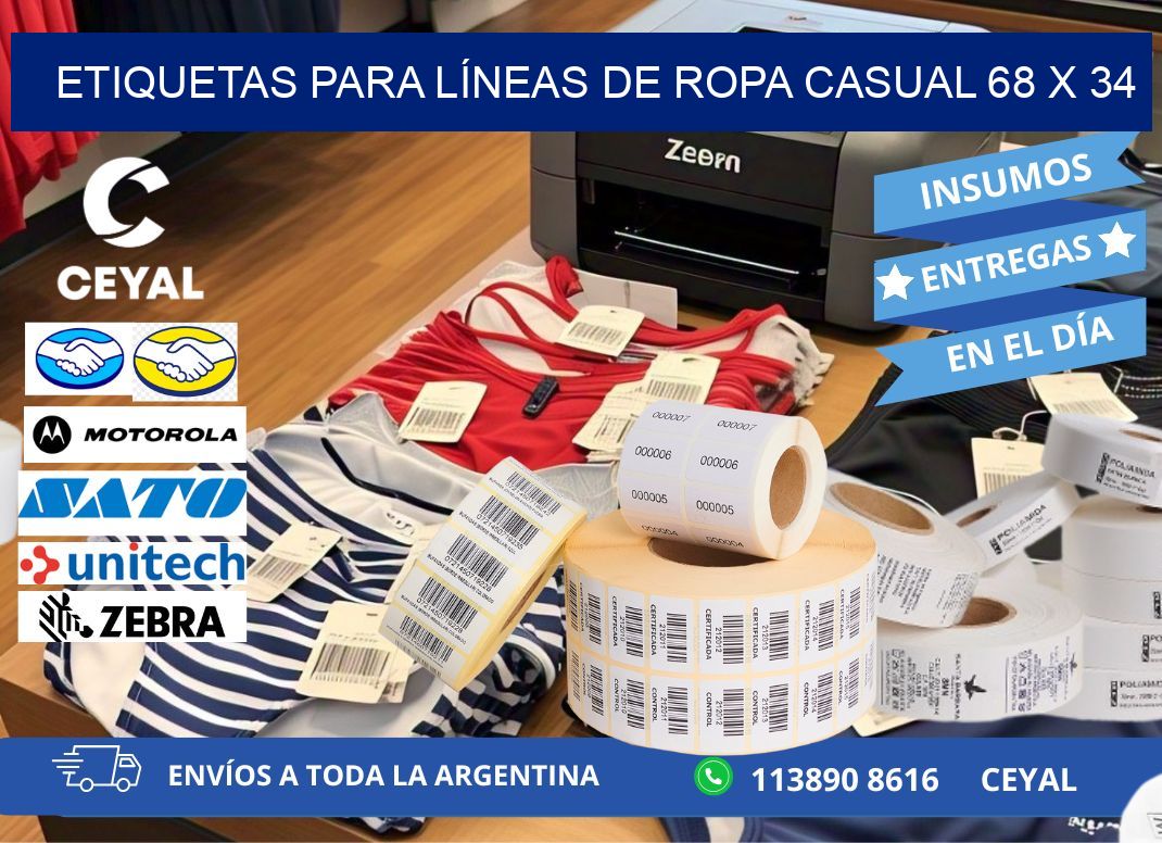 ETIQUETAS PARA LÍNEAS DE ROPA CASUAL 68 x 34