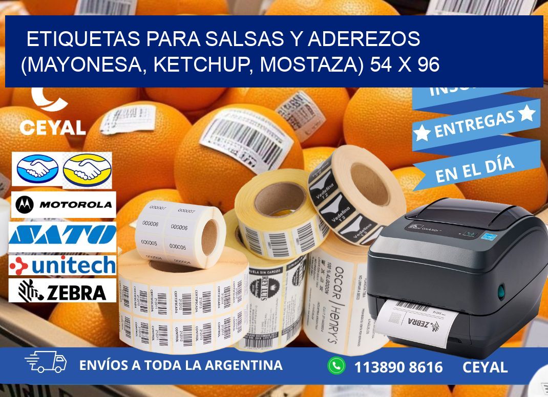 ETIQUETAS PARA SALSAS Y ADEREZOS (MAYONESA, KETCHUP, MOSTAZA) 54 x 96