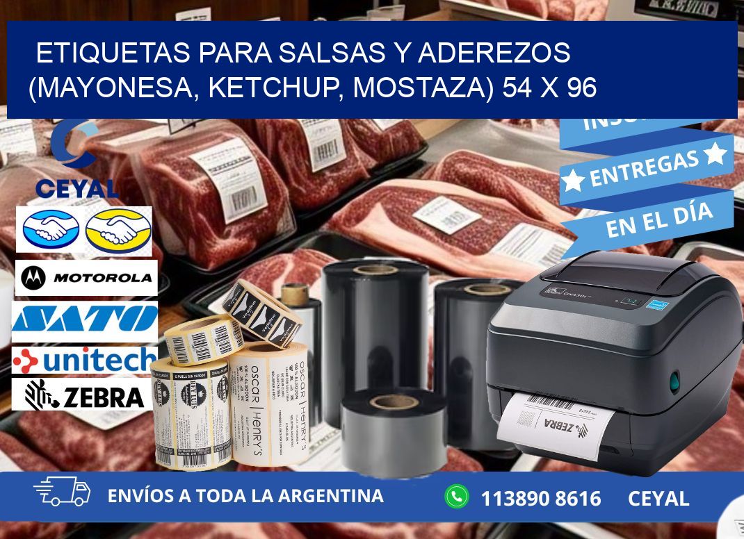 ETIQUETAS PARA SALSAS Y ADEREZOS (MAYONESA, KETCHUP, MOSTAZA) 54 x 96