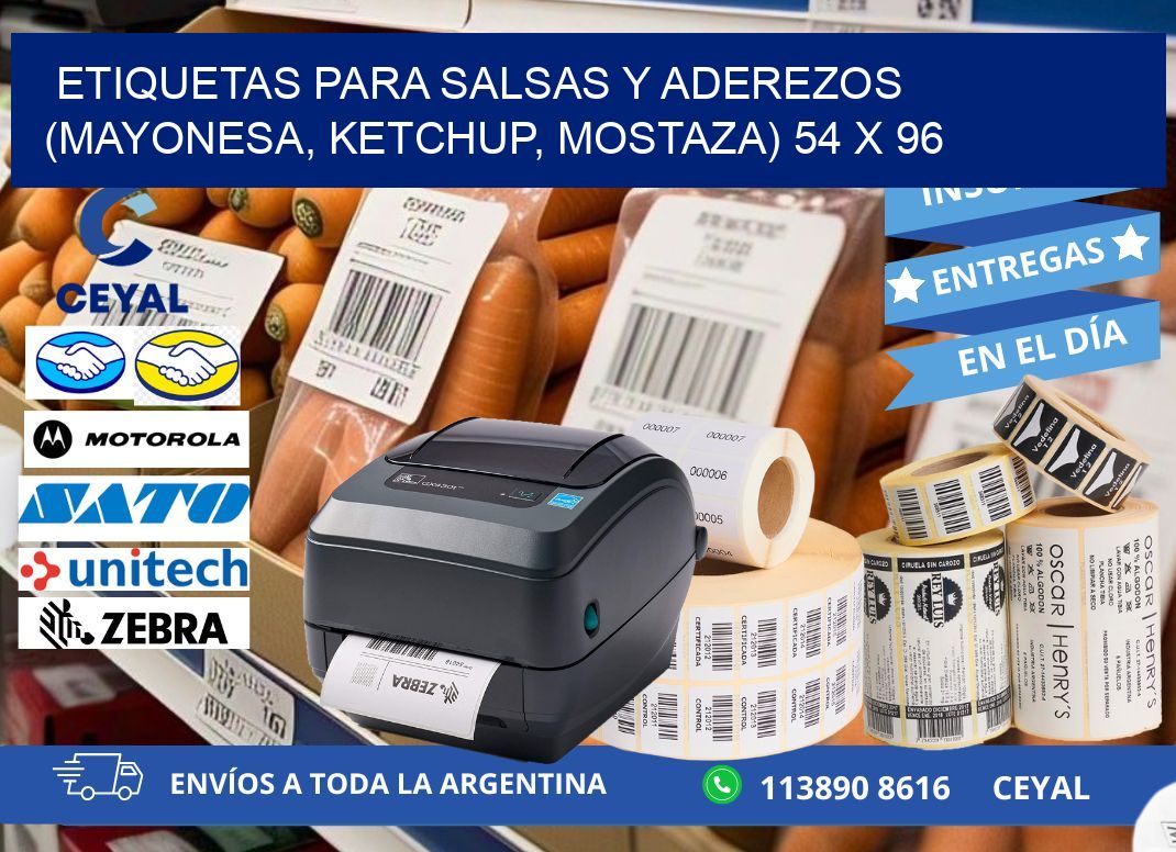 ETIQUETAS PARA SALSAS Y ADEREZOS (MAYONESA, KETCHUP, MOSTAZA) 54 x 96