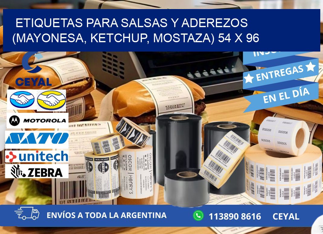 ETIQUETAS PARA SALSAS Y ADEREZOS (MAYONESA, KETCHUP, MOSTAZA) 54 x 96