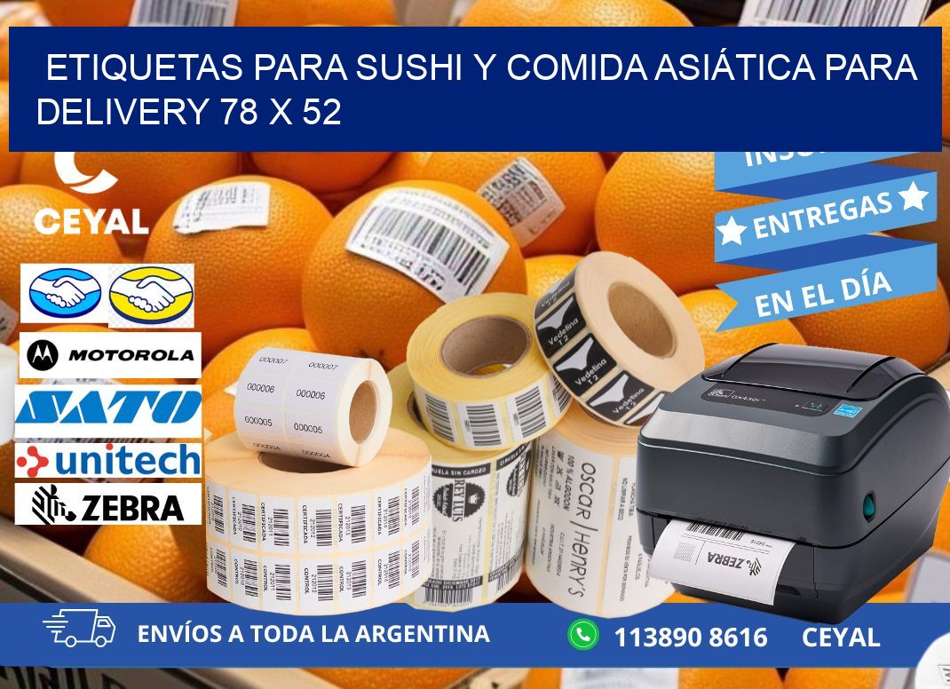 ETIQUETAS PARA SUSHI Y COMIDA ASIÁTICA PARA DELIVERY 78 x 52