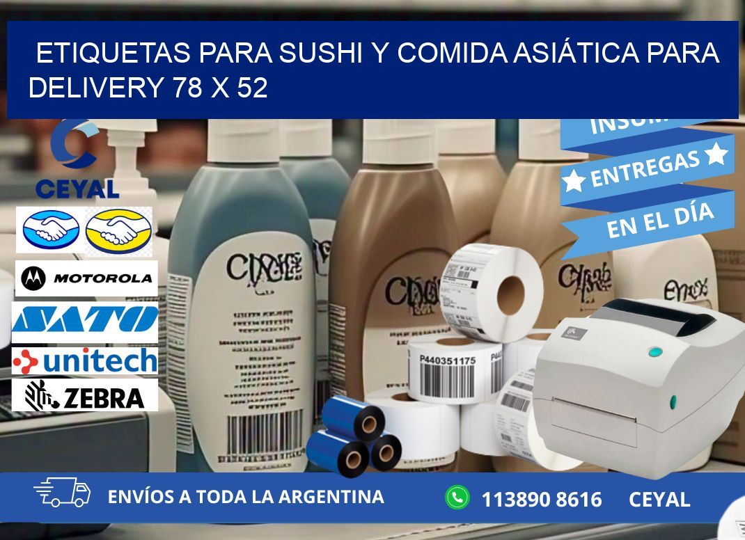 ETIQUETAS PARA SUSHI Y COMIDA ASIÁTICA PARA DELIVERY 78 x 52