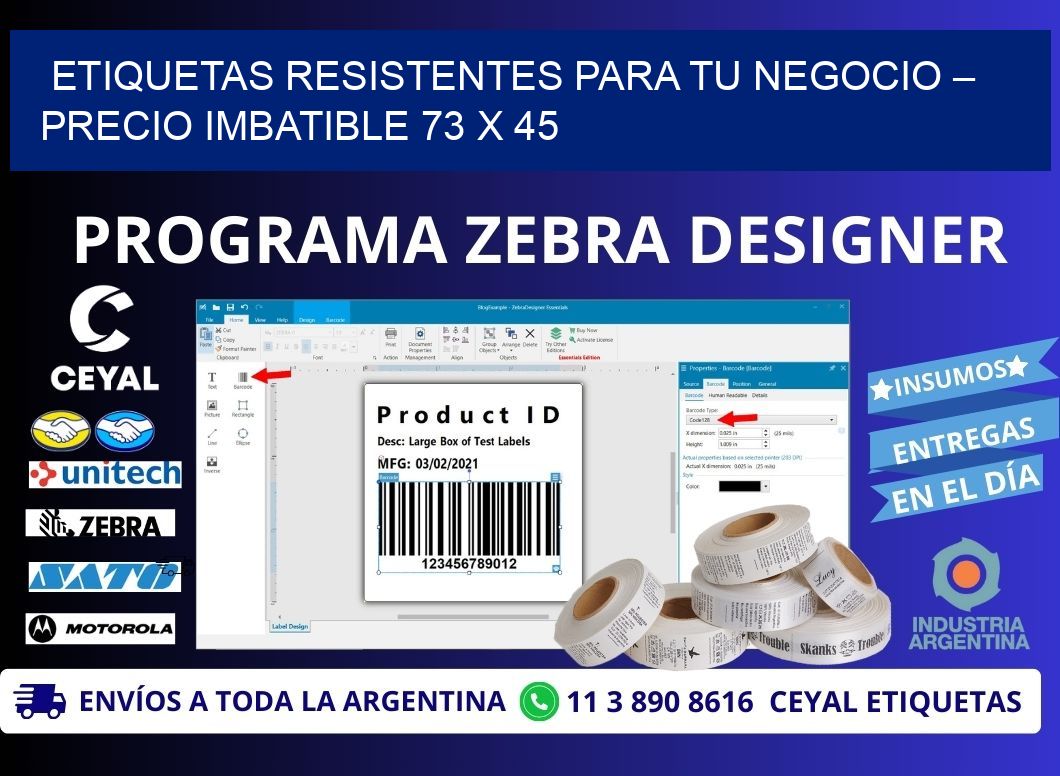 ETIQUETAS RESISTENTES PARA TU NEGOCIO – PRECIO IMBATIBLE 73 x 45