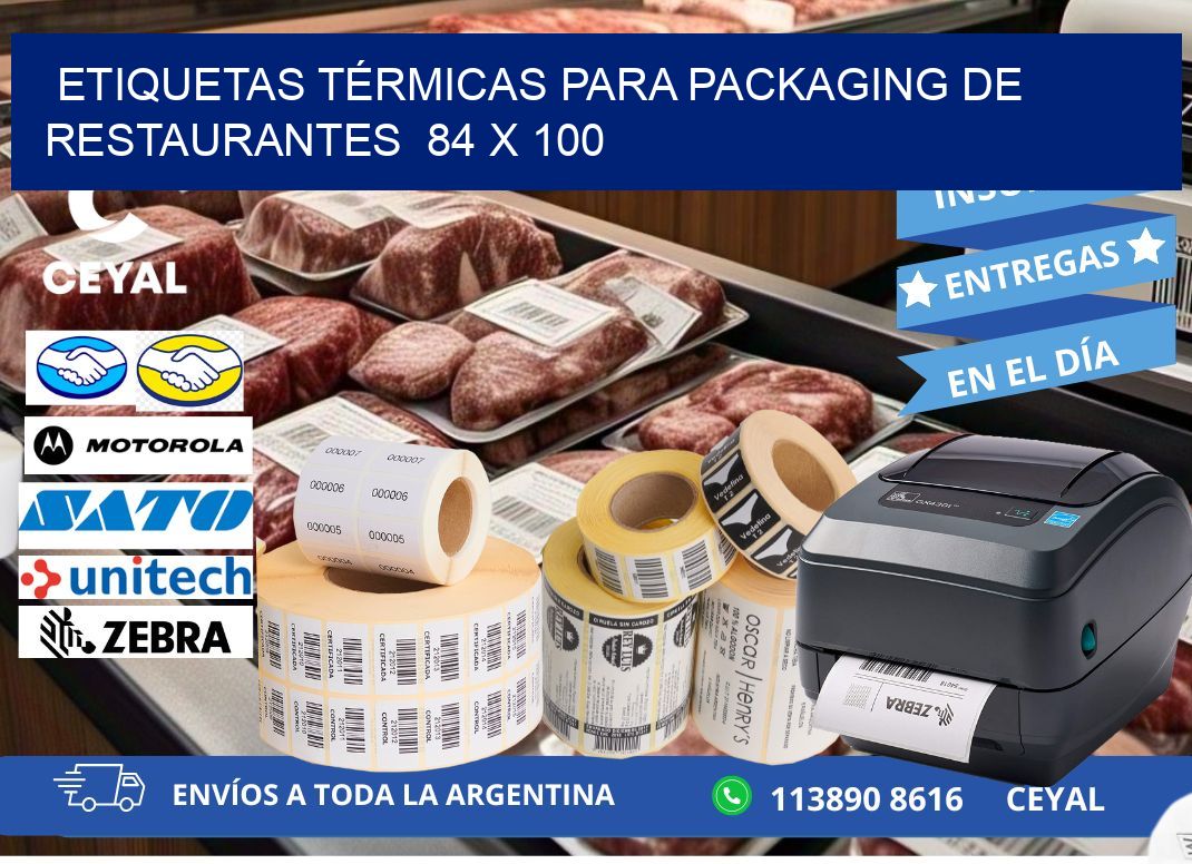 ETIQUETAS TÉRMICAS PARA PACKAGING DE RESTAURANTES  84 x 100