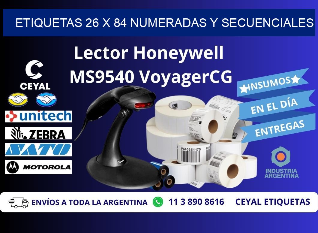 Etiquetas 26 x 84 Numeradas y Secuenciales