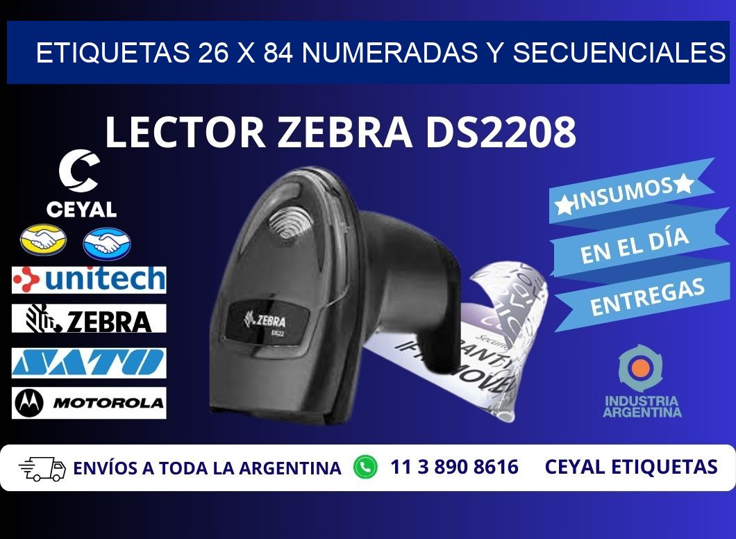 Etiquetas 26 x 84 Numeradas y Secuenciales