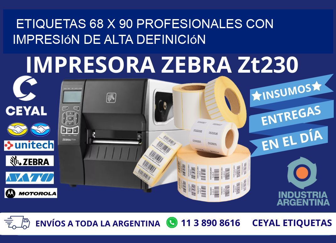 Etiquetas 68 x 90 Profesionales con Impresión de Alta Definición