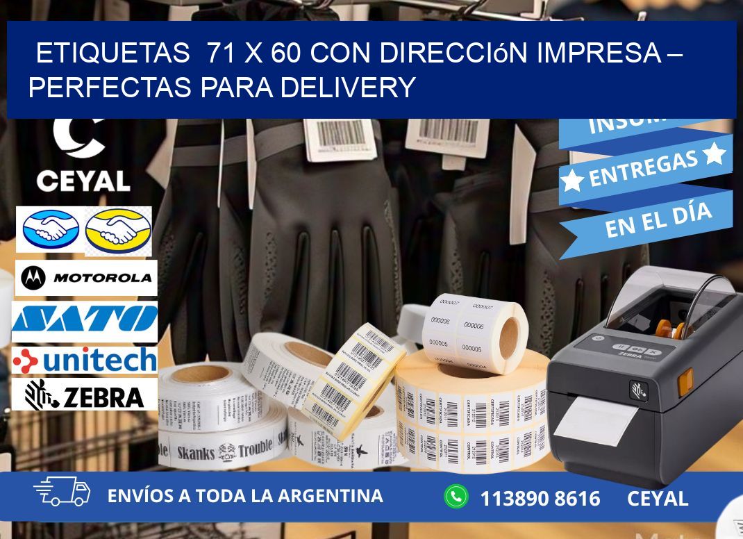 Etiquetas 71 x 60 con Dirección Impresa – Perfectas para Delivery