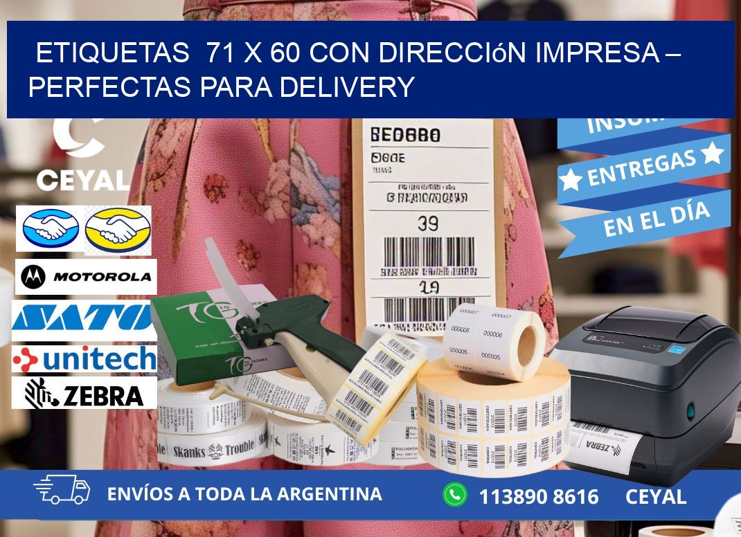 Etiquetas 71 x 60 con Dirección Impresa – Perfectas para Delivery