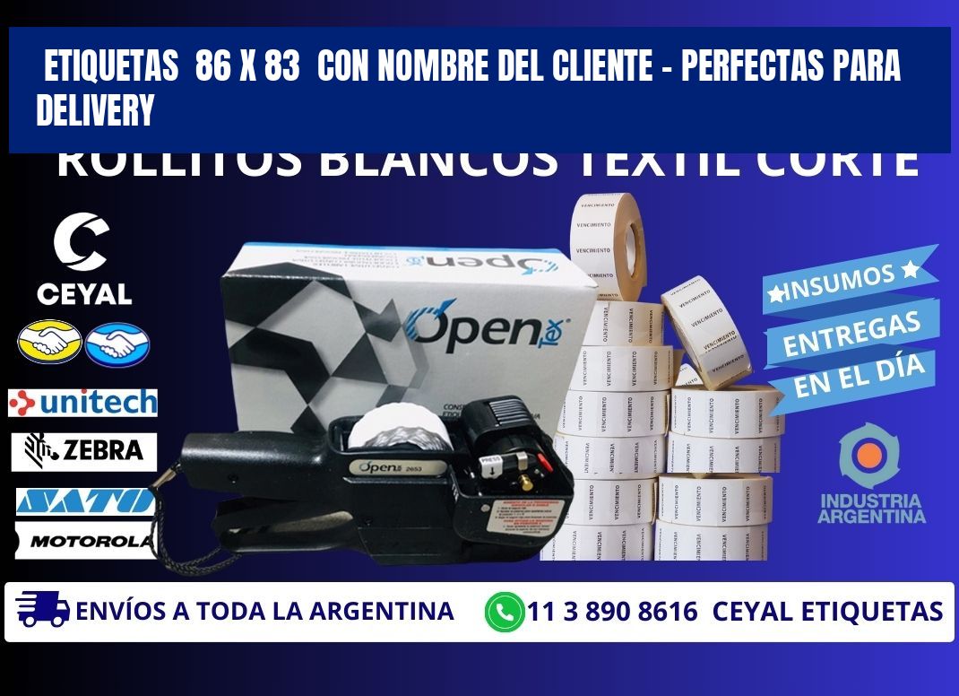 Etiquetas  86 x 83  con Nombre del Cliente – Perfectas para Delivery