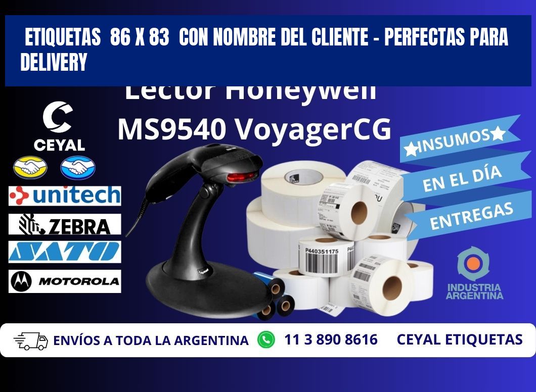 Etiquetas  86 x 83  con Nombre del Cliente – Perfectas para Delivery