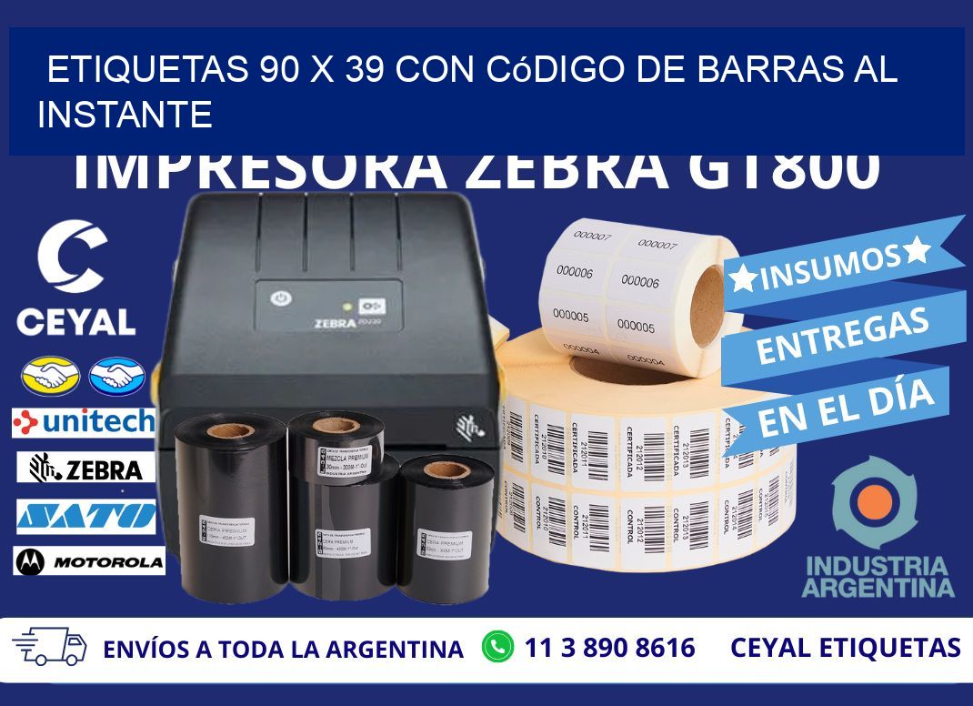 Etiquetas 90 x 39 con Código de Barras al Instante