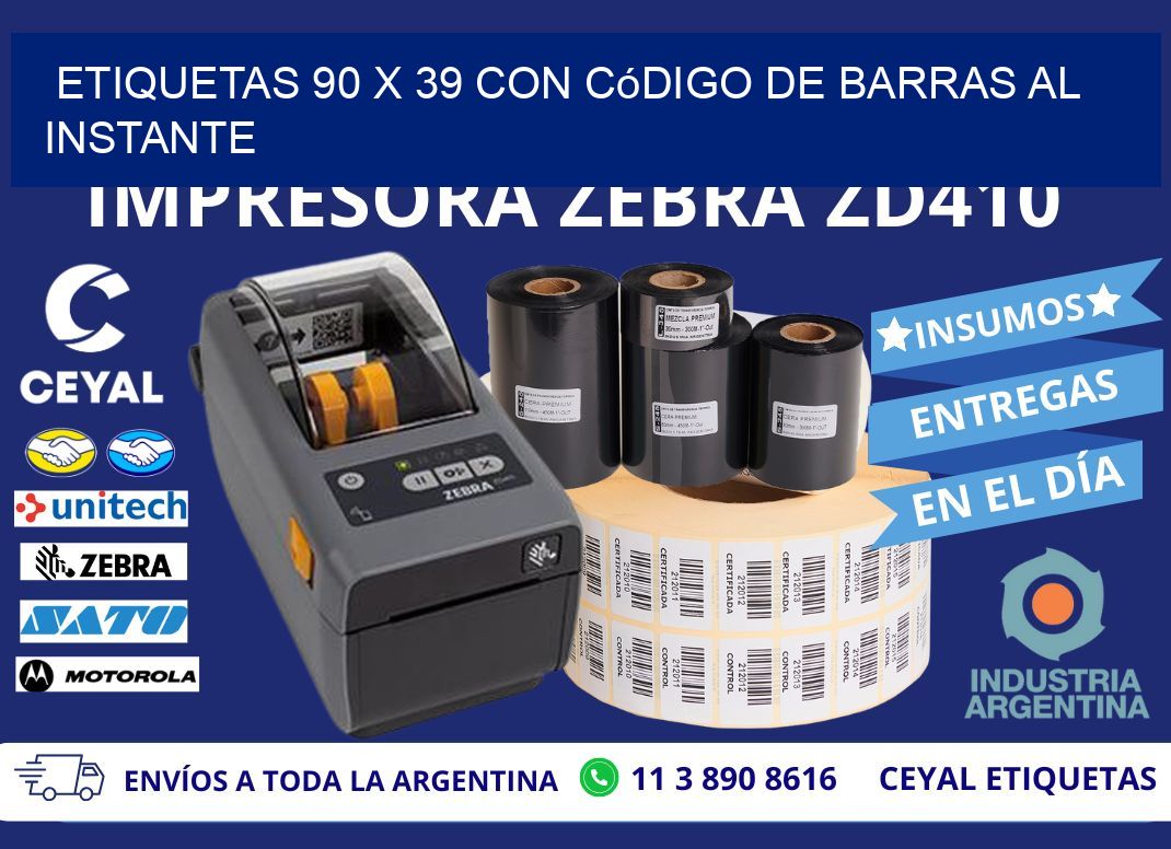 Etiquetas 90 x 39 con Código de Barras al Instante