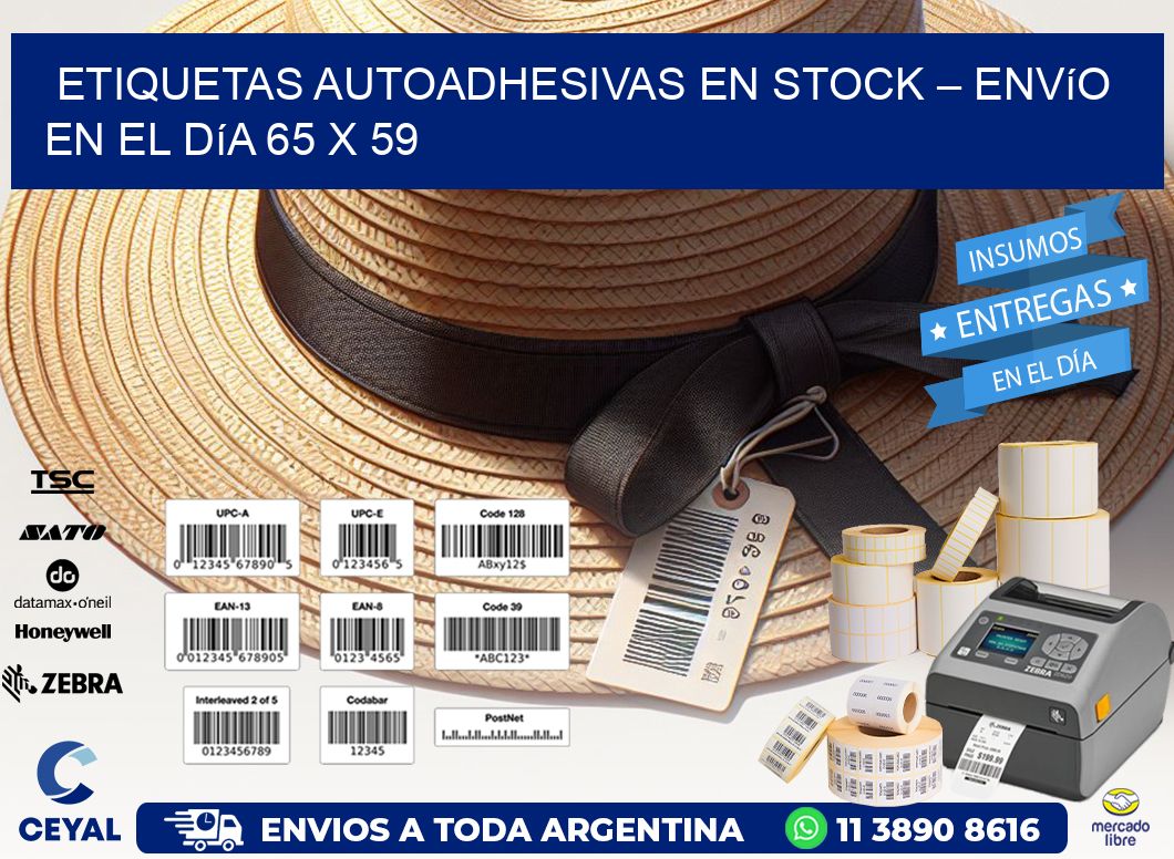 Etiquetas Autoadhesivas en Stock – Envío en el Día 65 x 59