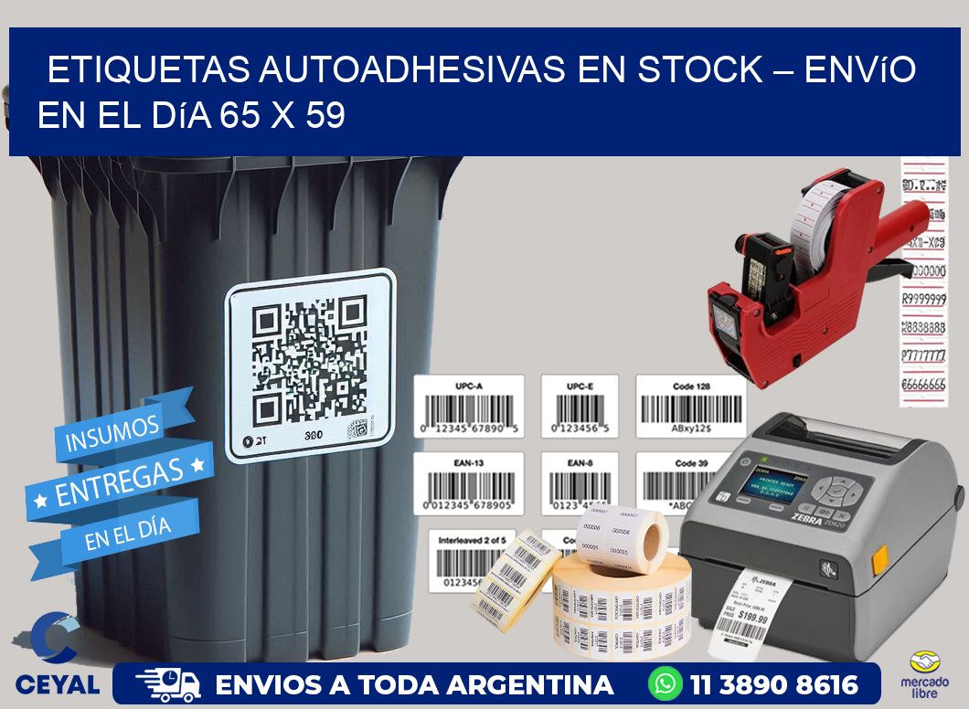 Etiquetas Autoadhesivas en Stock – Envío en el Día 65 x 59