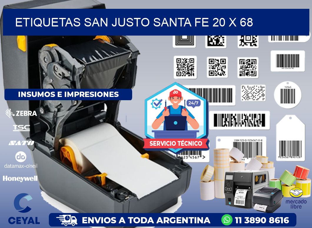 Etiquetas San Justo Santa Fe 20 x 68