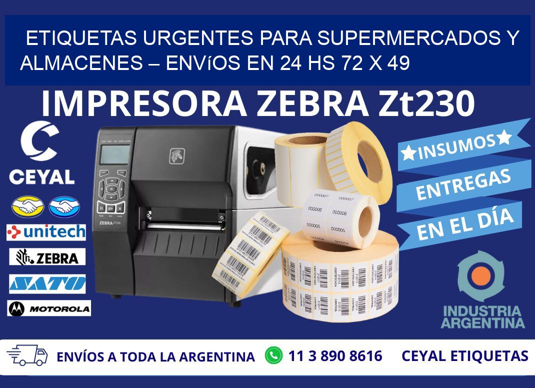 Etiquetas Urgentes para Supermercados y Almacenes – Envíos en 24 hs 72 x 49