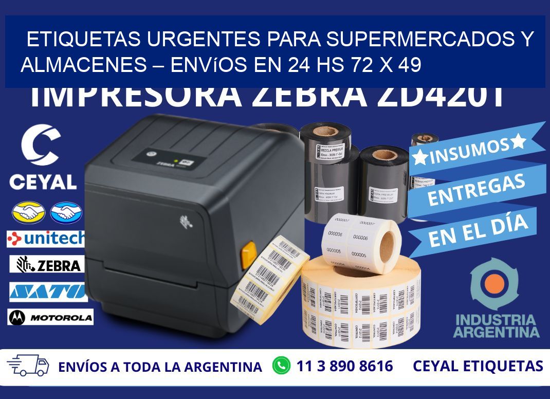 Etiquetas Urgentes para Supermercados y Almacenes – Envíos en 24 hs 72 x 49