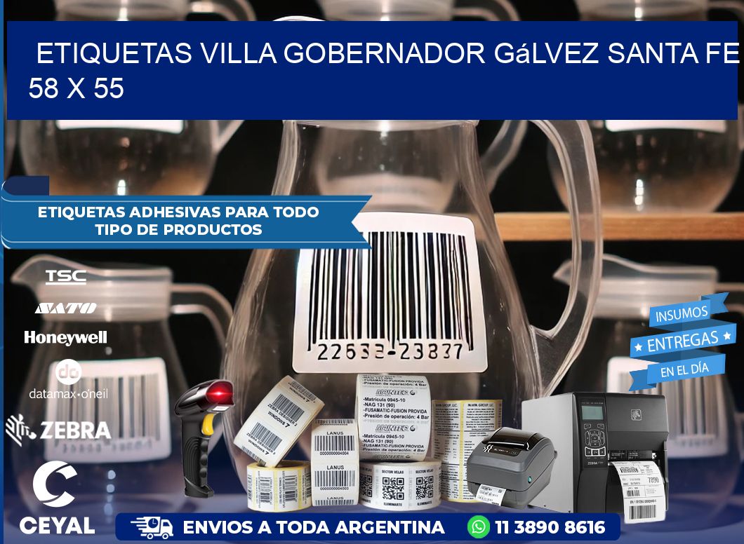 Etiquetas Villa Gobernador Gálvez Santa Fe 58 x 55