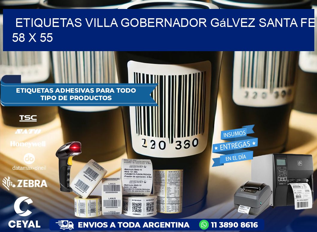 Etiquetas Villa Gobernador Gálvez Santa Fe 58 x 55