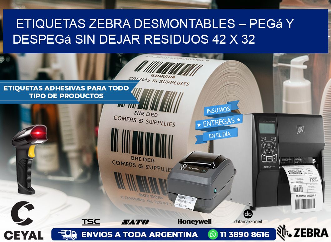 Etiquetas Zebra Desmontables – Pegá y Despegá Sin Dejar Residuos 42 x 32