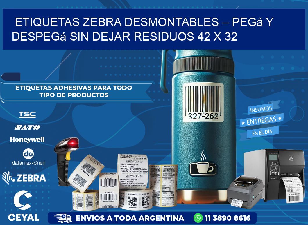 Etiquetas Zebra Desmontables – Pegá y Despegá Sin Dejar Residuos 42 x 32