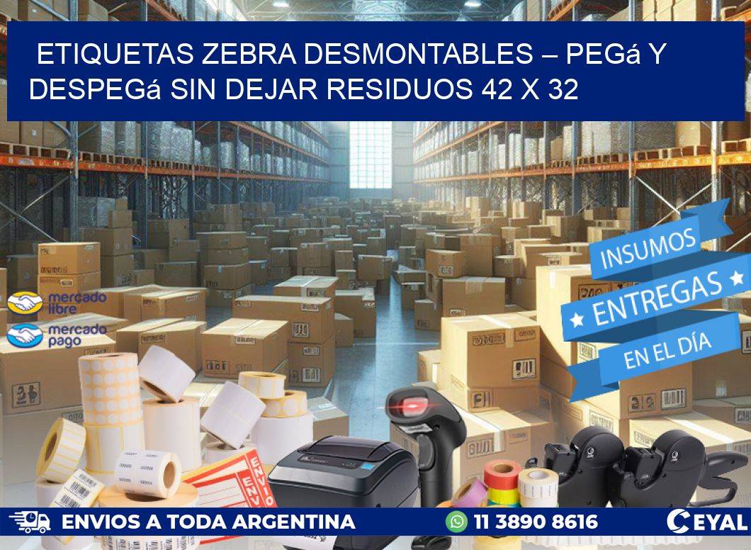 Etiquetas Zebra Desmontables – Pegá y Despegá Sin Dejar Residuos 42 x 32