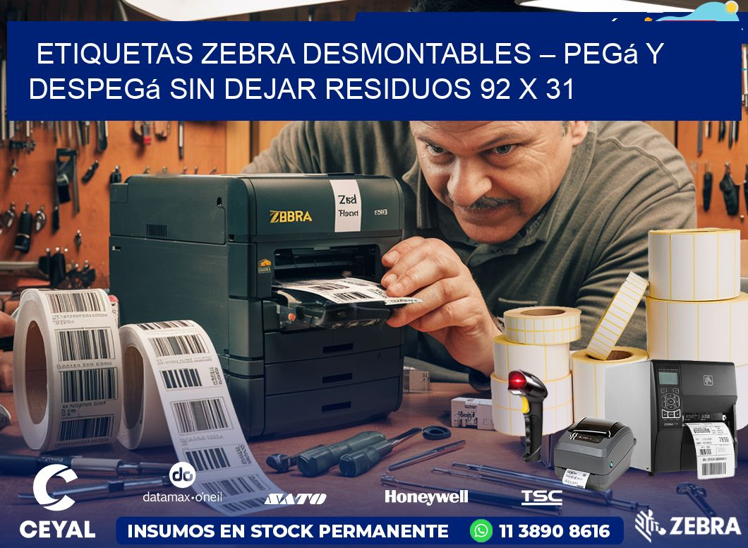 Etiquetas Zebra Desmontables – Pegá y Despegá Sin Dejar Residuos 92 x 31